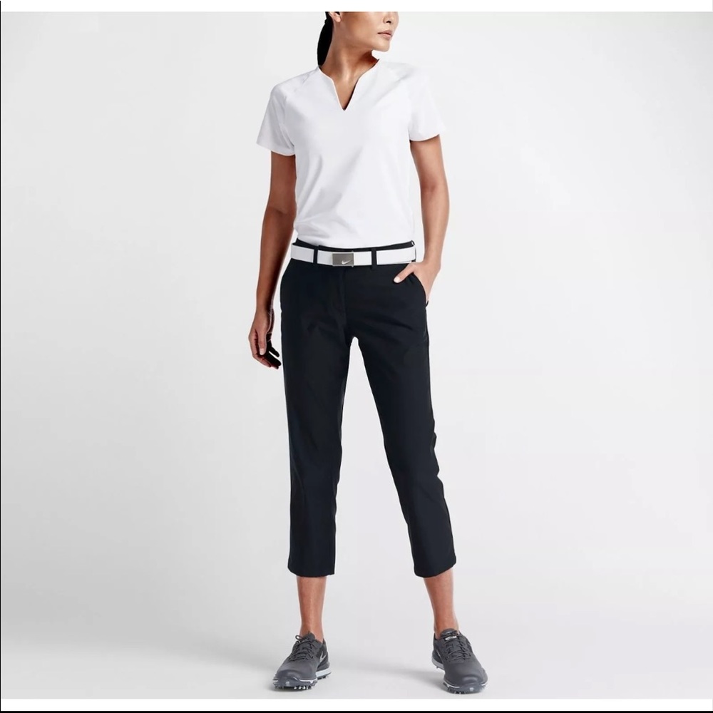 Nike Womens Golf Pants Size 14 Dri Fit Black Logo